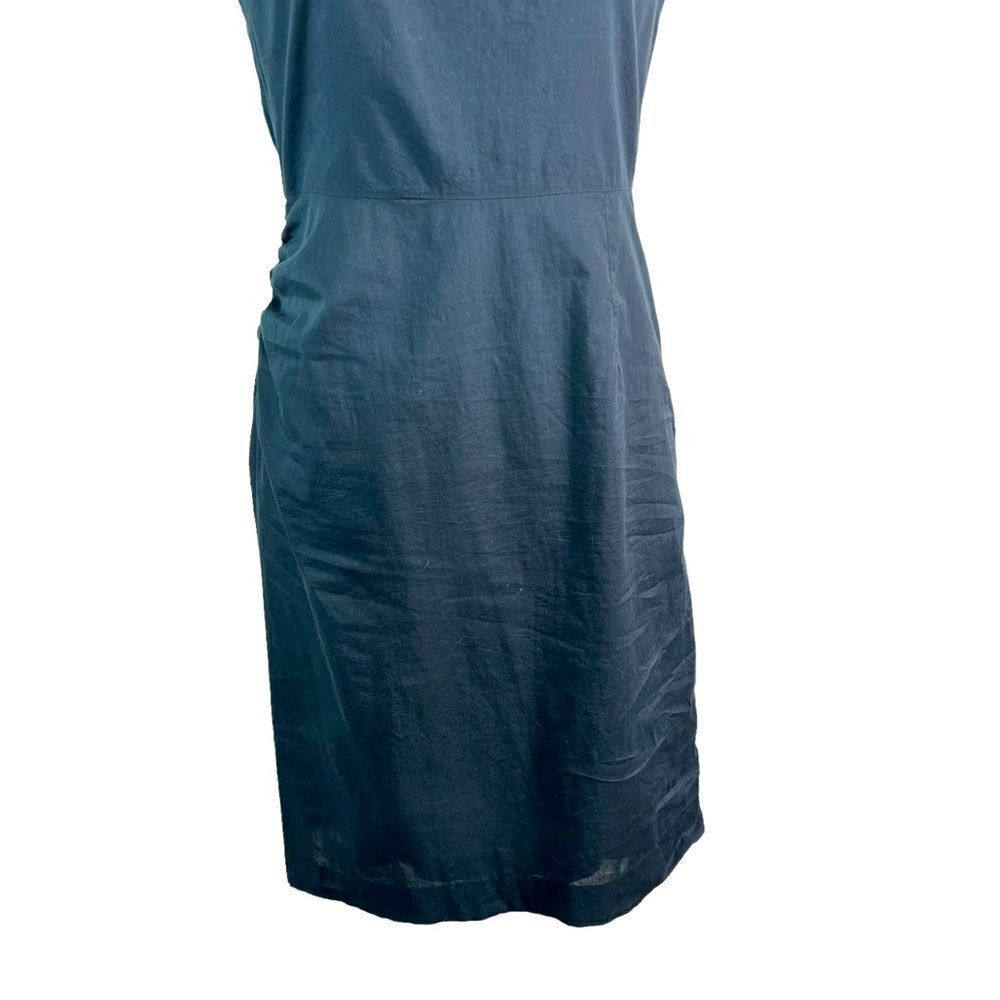 Dries Van Noten Navy Blue Ruffle Shoulder Cotten Sheath - Picture 4 of 14